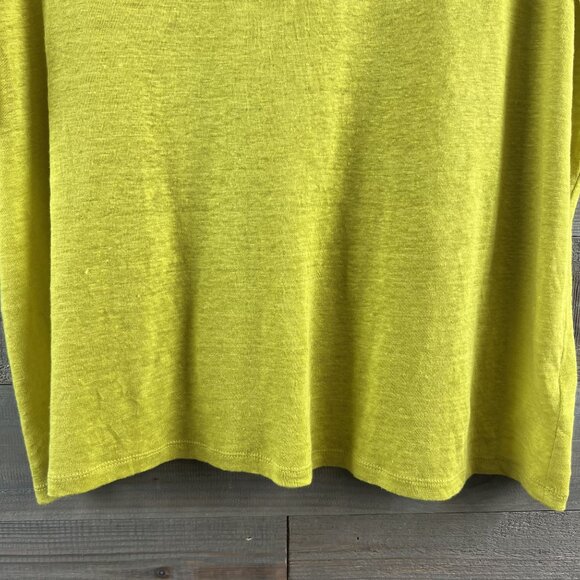 Rachel Zoe Womens Shirt Cap Sleeve Round Neck Linen Mustard Yellow Size XL - Picture 3 of 6